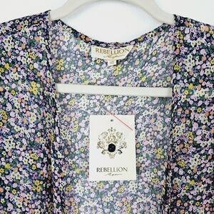 Rebellion Again Semi-Sheer Floral Duster Cardigan NWT, size XS